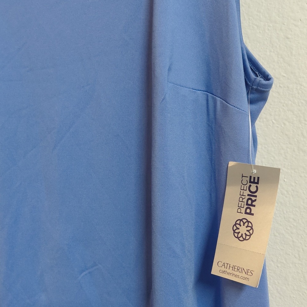 Catherines Womens 0X 14/16W Blue Scoop Neck Sleeveless Tank Top NWT - Picture 3 of 9